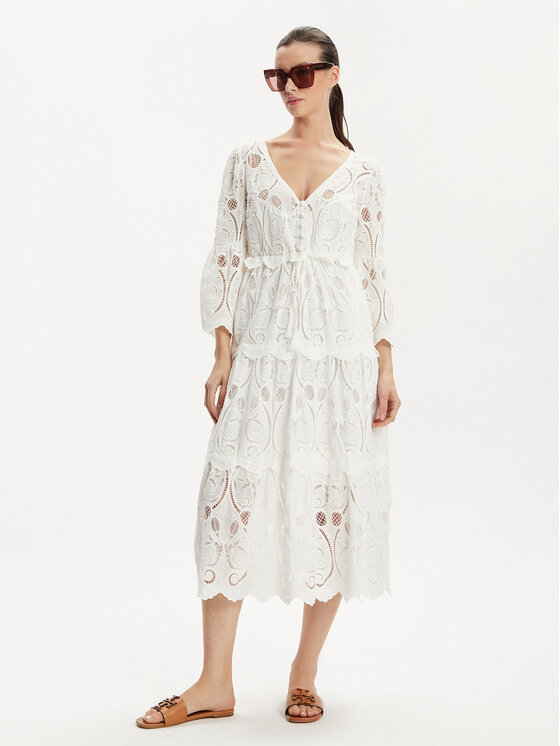 Luisa Spagnoli Luisa Spagnoli Sukienka letnia Pigna 540712 Biały Regular Fit