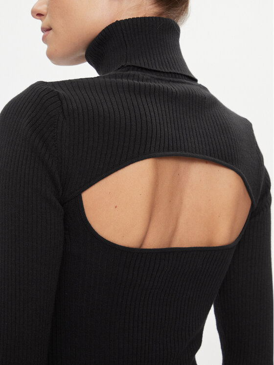 Calvin Klein Jeans Calvin Klein Jeans Džemper haljina 2 In 1 Tight Ls Sweater Dress J20J222515 Crna Slim Fit