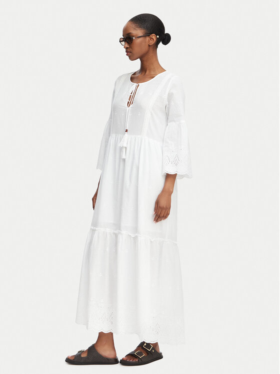Selmark Selmark Лятна рокля BC296 Бял Relaxed Fit