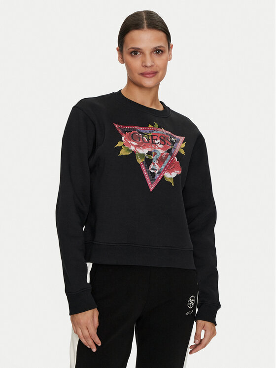Guess Guess Μπλούζα W4YQ26 K9Z21 Μαύρο Regular Fit