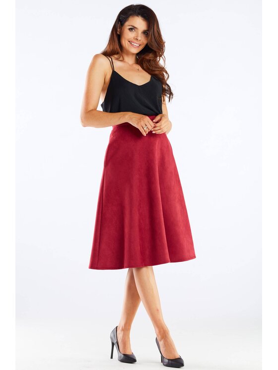 Awama Awama Sukně A462 Bordó Basic Fit