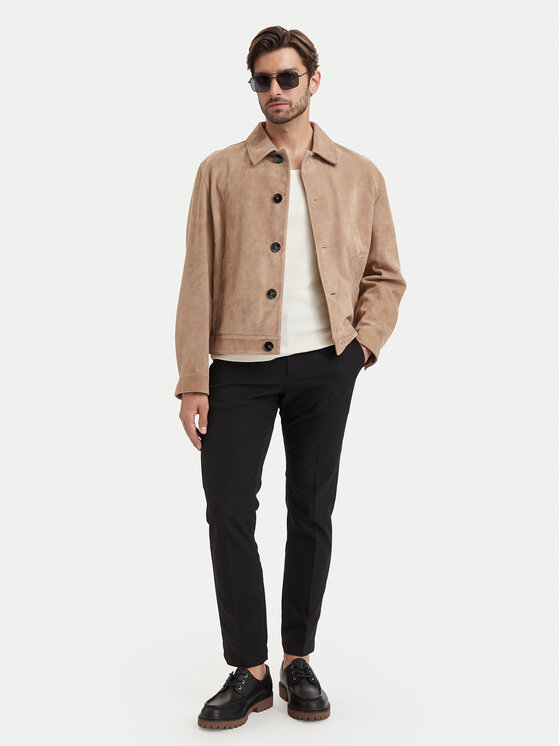 HUGO HUGO Bőrkabát Ligor 50564061 Bézs Regular Fit