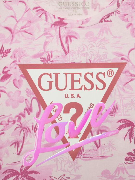 Guess Guess Тишърт J5GI10 K6YW4 Розов Regular Fit