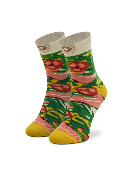 Rainbow Socks Ilgos Unisex Kojinės Pizza Socks Box Slice Italiana Geltona