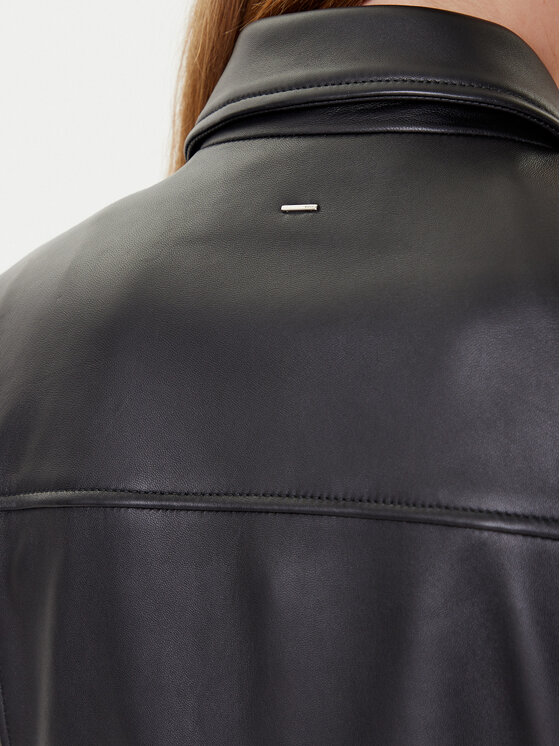 BOSS BOSS Kožená bunda Sayuri 50548471 Černá Regular Fit