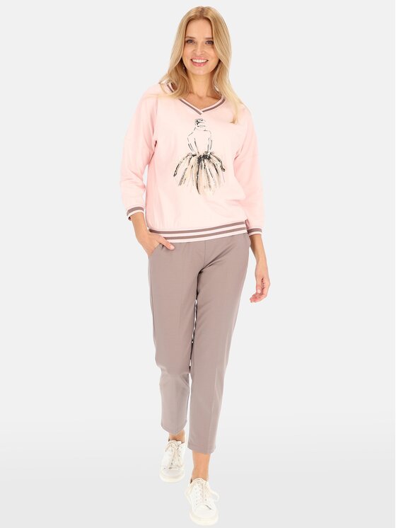 Perso Perso Spodnie damskie PTE242402F Brązowy Fitted Fit