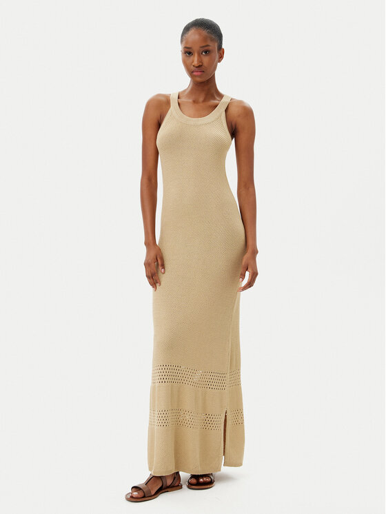 Selmark Selmark Letné šaty BC199 Béžová Slim Fit