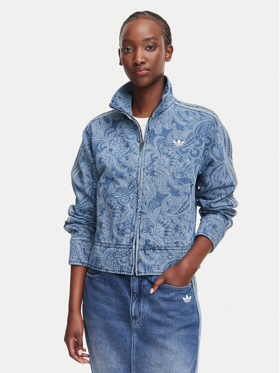 adidas Geacă de blugi Liberty London Firebird Denim Tracktop KR6674 Albastru Regular Fit