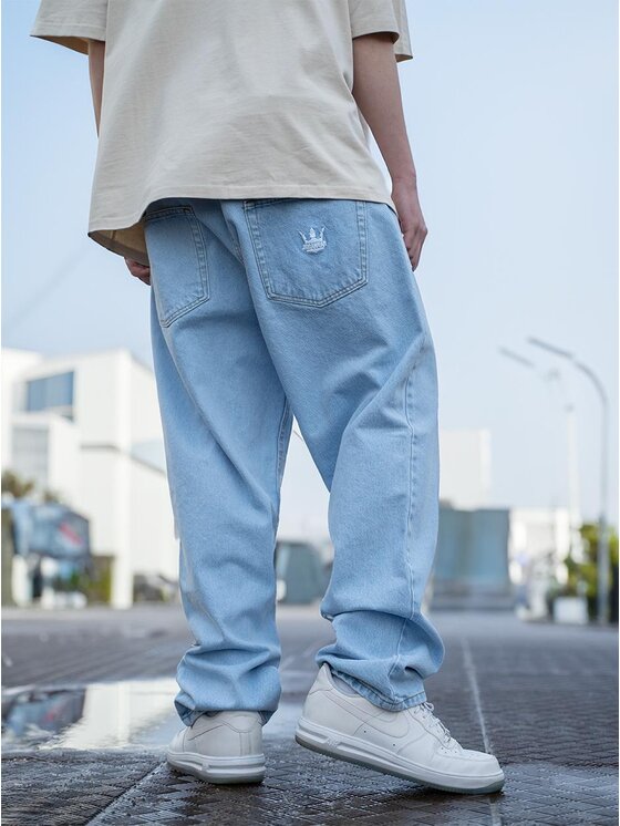 Jigga Wear Jigga Wear Jeansy Spodnie Jeansowe Baggy Męskie Jasne Niebieskie Jigga Wear Crown M Niebieski jasny Baggy Fit