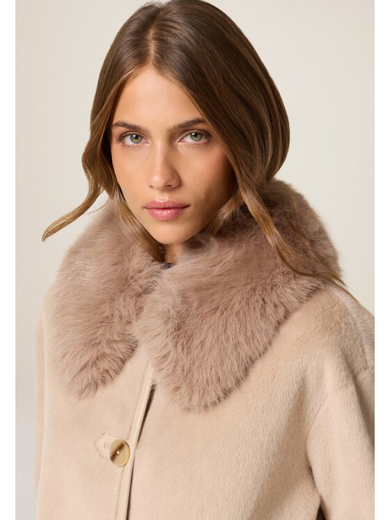 Oltre Oltre Cappotto invernale 0082J000125N002 Crema Boxy Fit