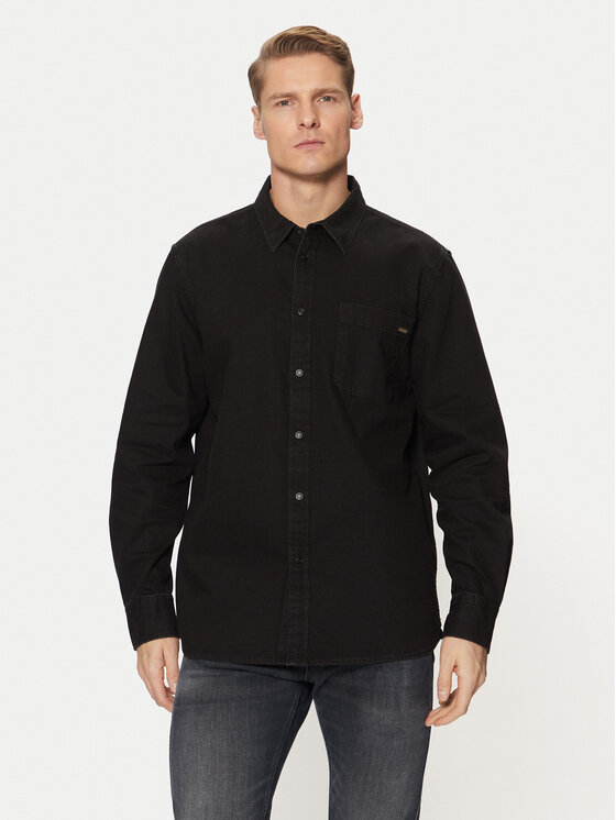 Mustang Mustang Jeanshemd Iowa 1015913 Schwarz Regular Fit