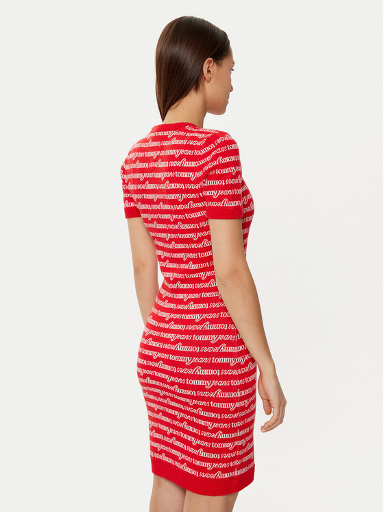 Tommy Jeans Tommy Jeans Rochie de zi DW0DW19478 Roșu Slim Fit