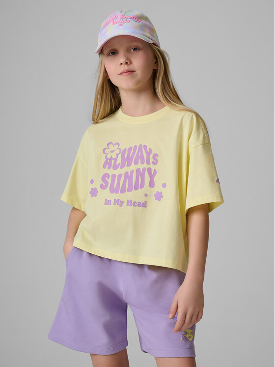 4F 4F T-Shirt POOLSIDE CLUB Żółty Loose Fit