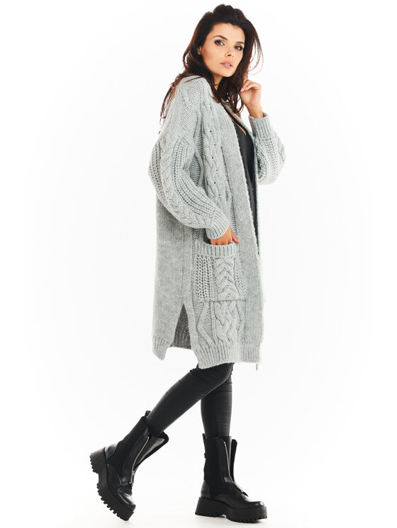 Awama Awama Sweter A393 Szary Basic Fit