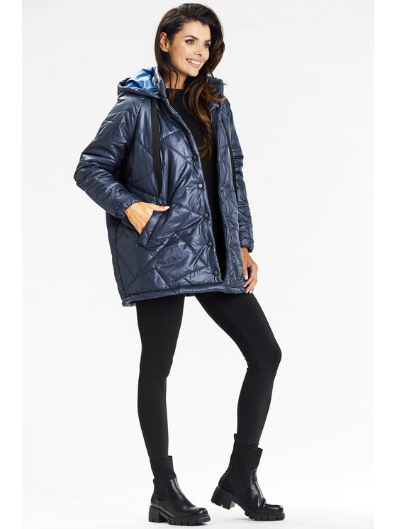 Awama Awama Kurtka damska A687 Granatowy Basic Fit