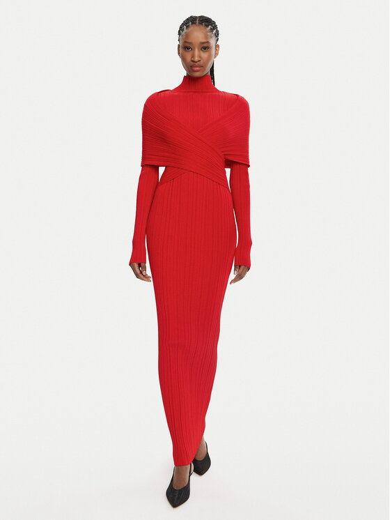 Balmain Balmain Večernja haljina DF0RR835KH70 Crvena Slim Fit