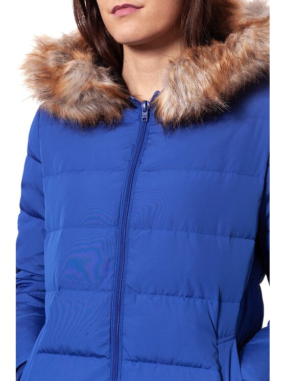 Wrangler Wrangler Kurtka damska LONG PUFFER Niebieski Slim Fit
