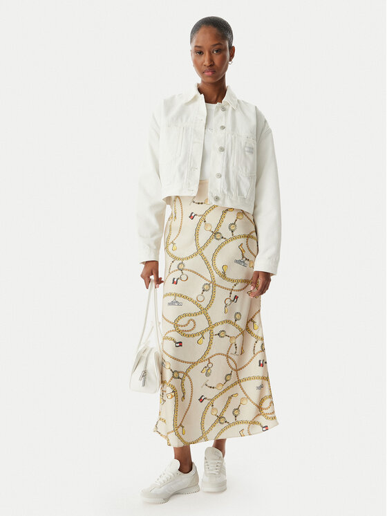 Tommy Jeans Tommy Jeans Макси пола Chain Print DW0DW22298 Светлобежов Slim Fit