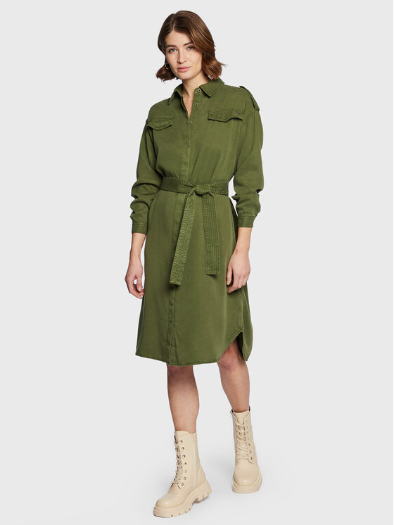 Pepe Jeans Pepe Jeans Marškinių tipo suknelė Lidia PL953139 Žalia Relaxed Fit