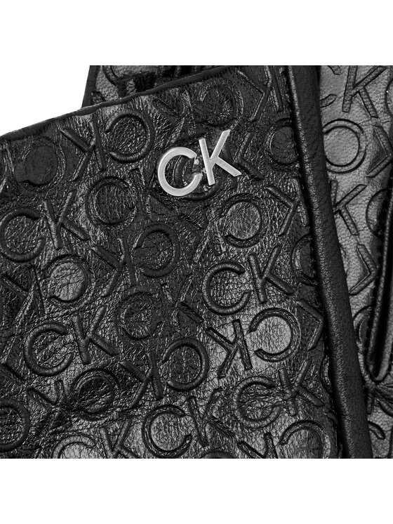 Calvin Klein Calvin Klein Guanti da donna Re-Lock Emb/Deb Leather Gloves K60K611165 Nero