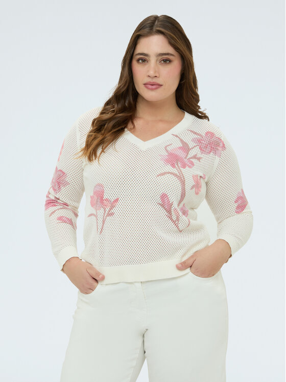 Fiorella Rubino Fiorella Rubino Sweter M201L008478N0S1 Biały Regular Fit