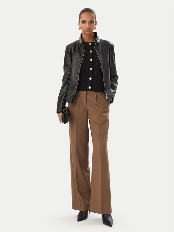 Rinascimento Rinascimento Tehisnahast jope CFC0130174003 Must Slim Fit