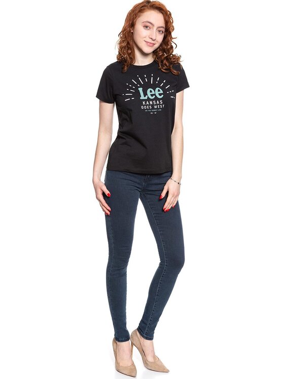 Lee Lee T-Shirt SEASONAL LOGO TEE Czarny Slim Fit