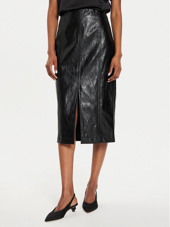 Marella Fustă din imitație de piele Biagio 2423106071 Negru Regular Fit