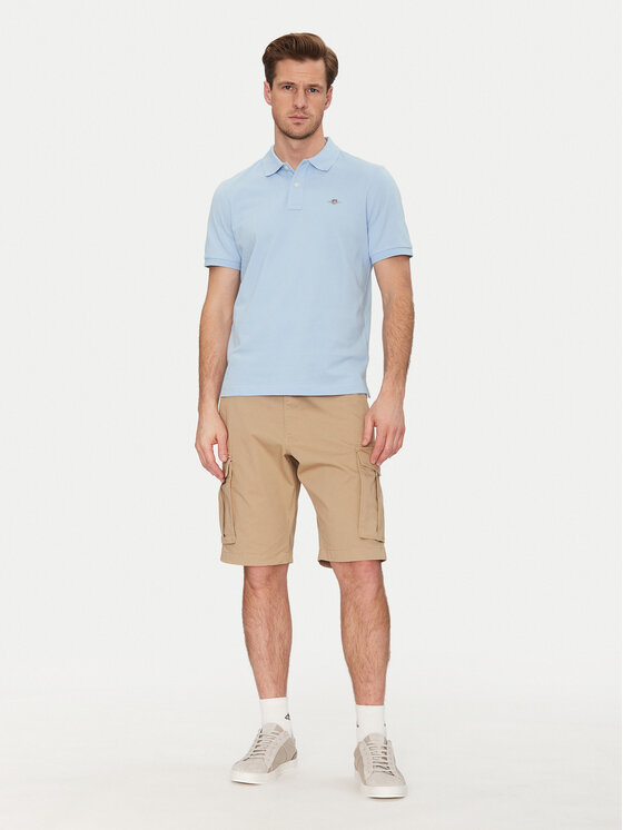 Gant Gant Polo marškinėliai Shield Piqué 2210 Žydra Regular Fit