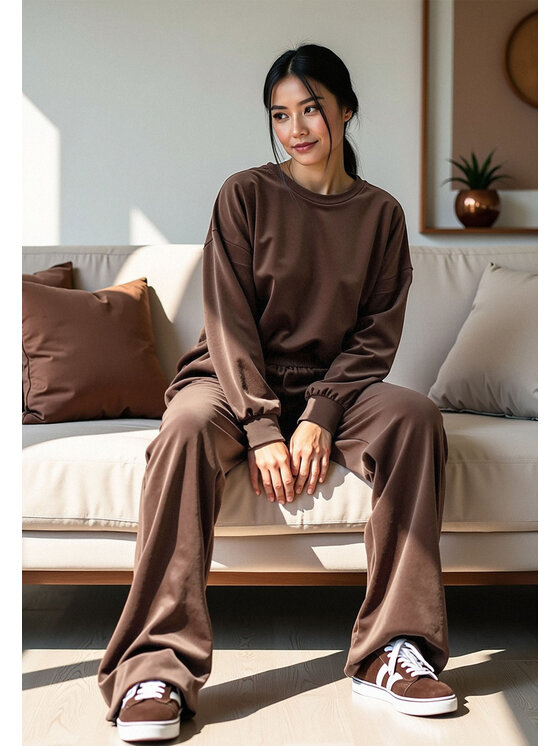 FIGL FIGL Komplet dresowy M1100 Brązowy Regular Fit