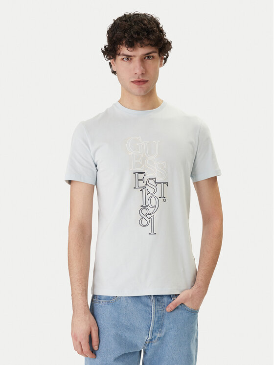 Guess Guess Tričko M6GI10 K2991 Modrá Slim Fit