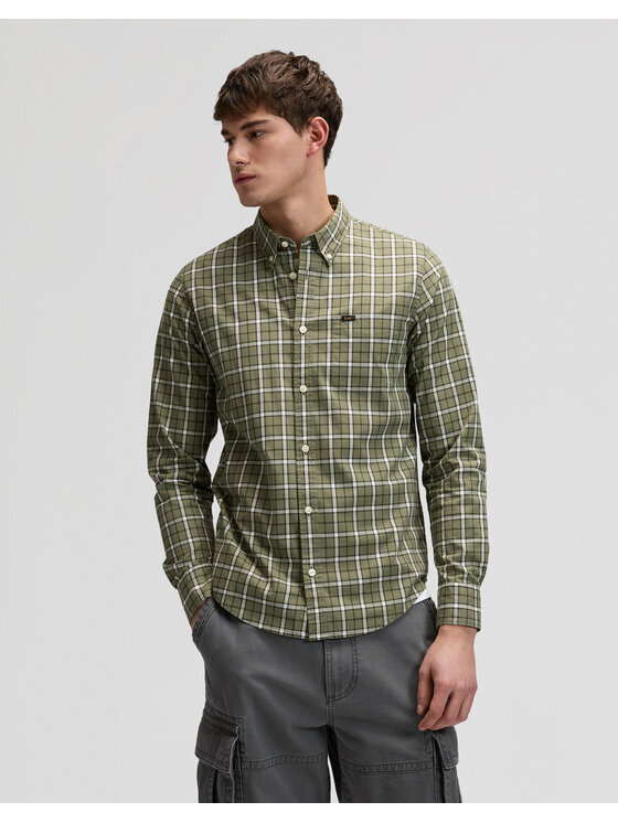 Lee Lee Koszula BUTTON DOWN Zielony Regular Fit