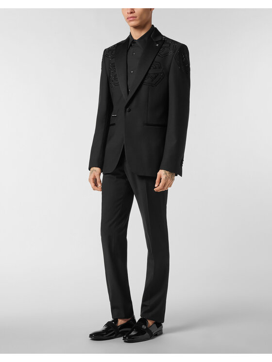 PHILIPP PLEIN PHILIPP PLEIN Marynarka 25515 Czarny Fitted Fit