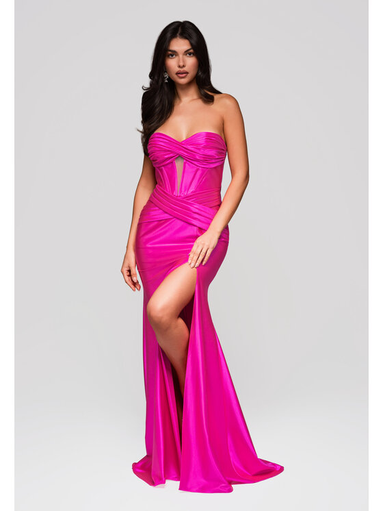 Ombre Ombre Sukienka wieczorowa LA-OM-DLR229 Różowy Regular Fit