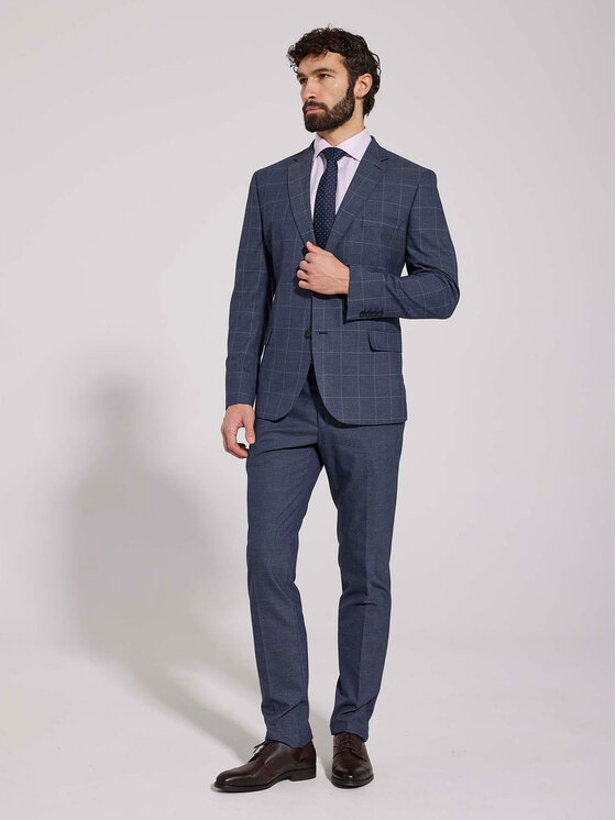 VILLARO VILLARO Marynarka MAR507 Niebieski Slim Fit