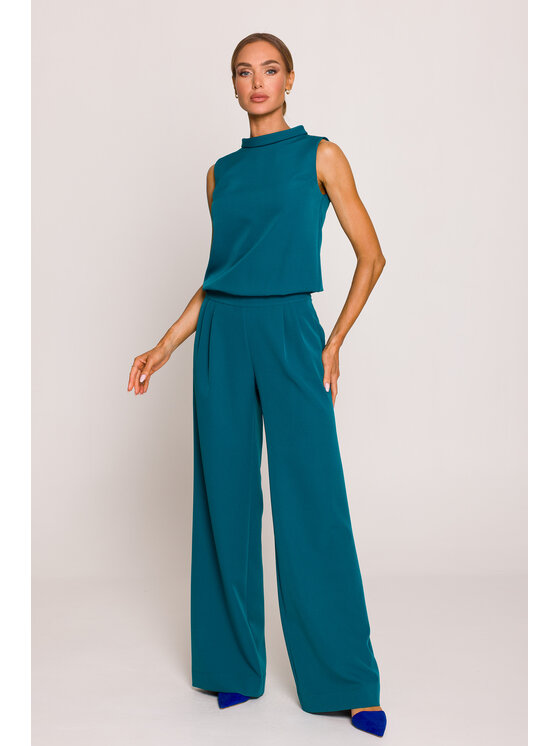 Made of Emotion Made of Emotion Kombinezon M382 Niebieski Wide Leg
