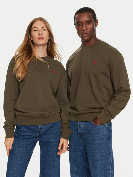 AMI Paris AMI Paris Суитшърт USW035730 Кафяв Regular Fit