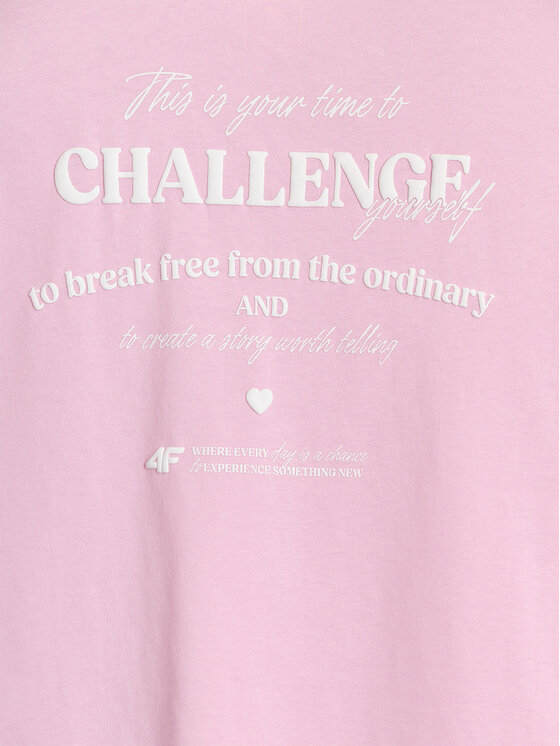 4F 4F T-Shirt BASIC+ Różowy jasny Oversize