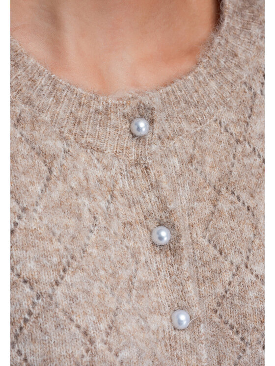 Ombre Ombre Sweter OW-SW-E0010 Beżowy Regular Fit