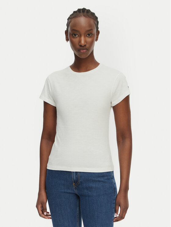 Tommy Hilfiger Tommy Hilfiger Majica WW0WW48702 Bela Slim Fit
