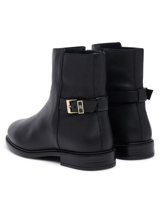 Tommy Hilfiger Tommy Hilfiger Aulinukai Th Buckle Leather Ankle Boot FW0FW09486 Juoda