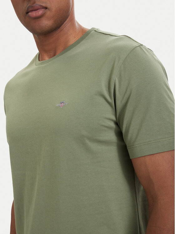 Gant Gant T-Shirt Shield  2003184 Zielony ciemny Regular Fit