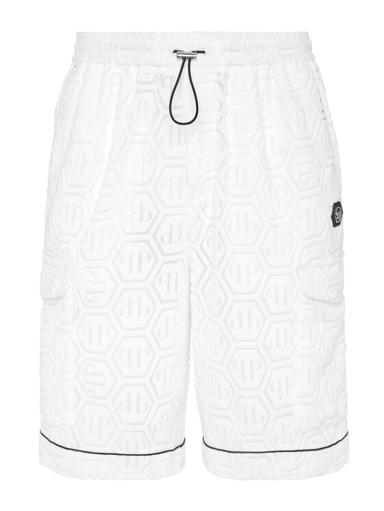 PHILIPP PLEIN PHILIPP PLEIN Bavlnené šortky 24229 Biela Regular Fit