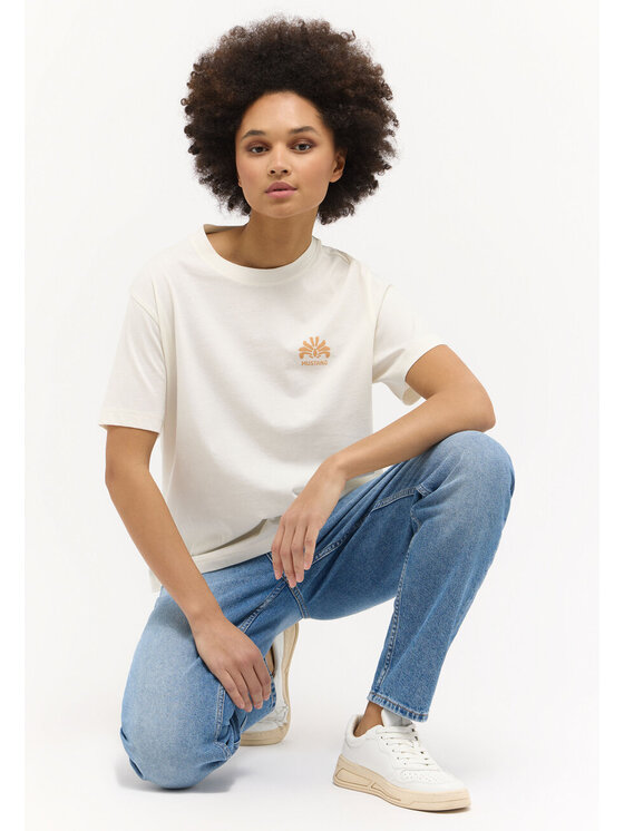 Mustang Mustang T-shirt FLORIS Beige Regular Fit