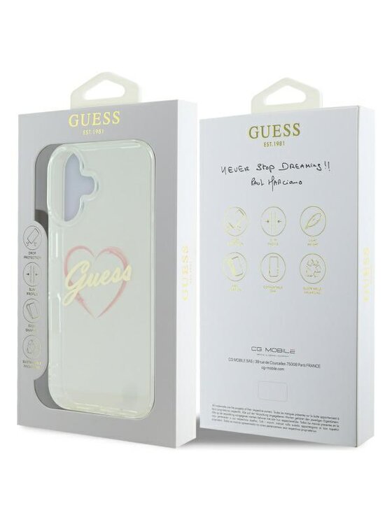 Guess Guess Etui na telefon Apple iPhone 16 Plus Przezroczysty