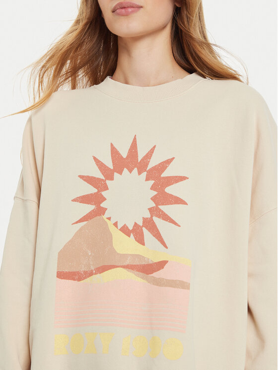 Roxy Roxy Суитшърт Lineup ERJFT04865 Бежов Relaxed Fit