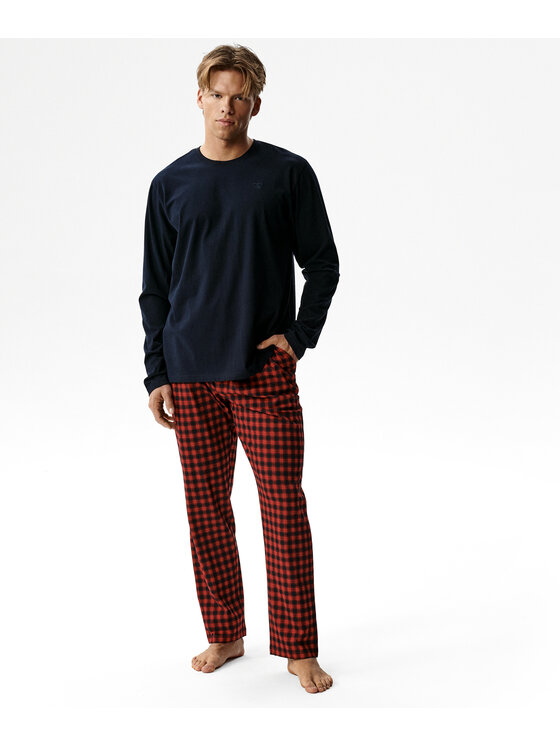 Atlantic Atlantic Piżama Long Peach Effect Czerwony Regular Fit