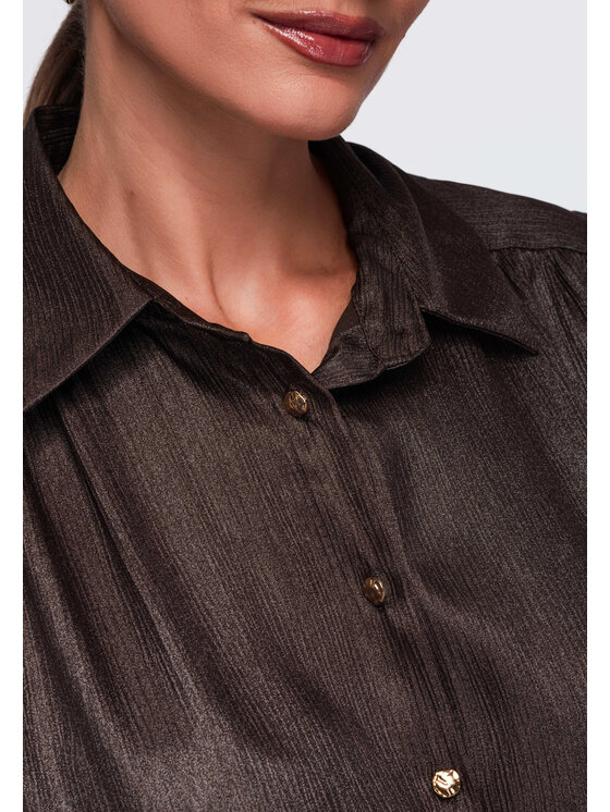 Ombre Ombre Koszula OW-SH-E0071 Brązowy Relaxed Fit