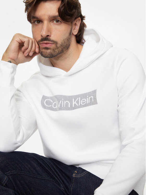 Calvin Klein Calvin Klein Felpa Striped Logo K10K113552 Bianco Regular Fit