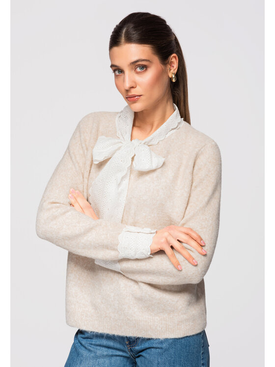Ombre Ombre Svetr OW-SWSW-0107 Béžová Regular Fit